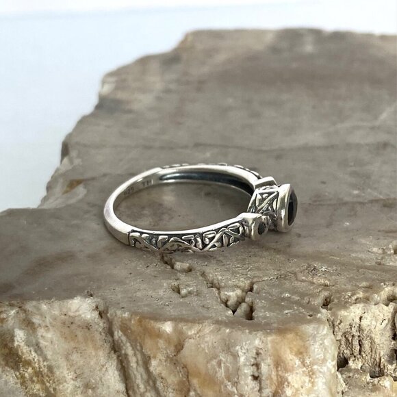 Silpada Sterling Silver 925 Black Faceted Oval Cubic Zirconia Band Ring Sz 8 - Picture 13 of 16